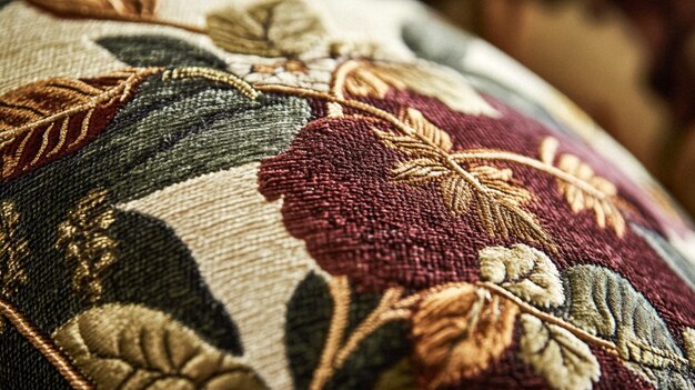 cojín bordado con hilo dorado